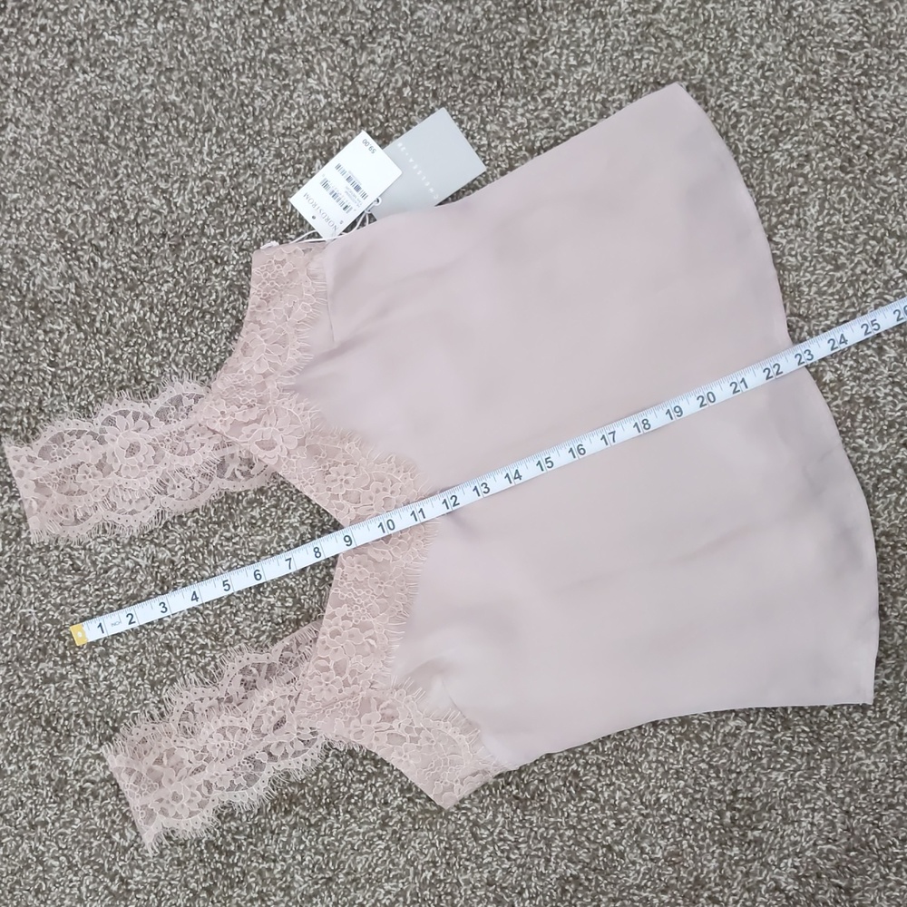 NWT! Chelsea 28 Blush/Tan Satin Tank with Lace Straps/Details, Size S - Picture 5 of 8